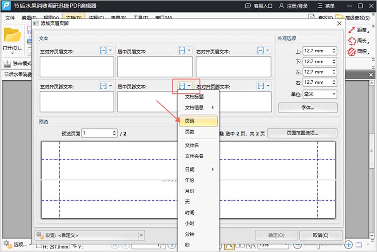 设置页码