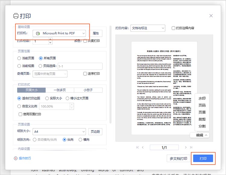 使用虚拟打印机进行转换