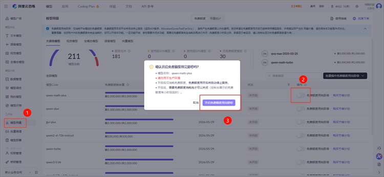 开通千问模型权限